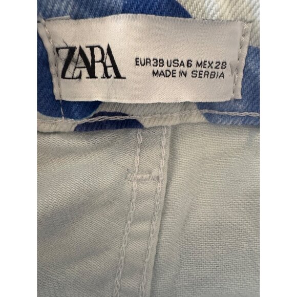 ZARA Size 6 Blue Floral Print Cotton Jeans - Picture 2 of 14